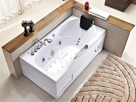 Master bath 60 Inch White Bathtub Whirlpool Jetted Bath Hydrotherapy 19 Massage Air Jets Inline ...