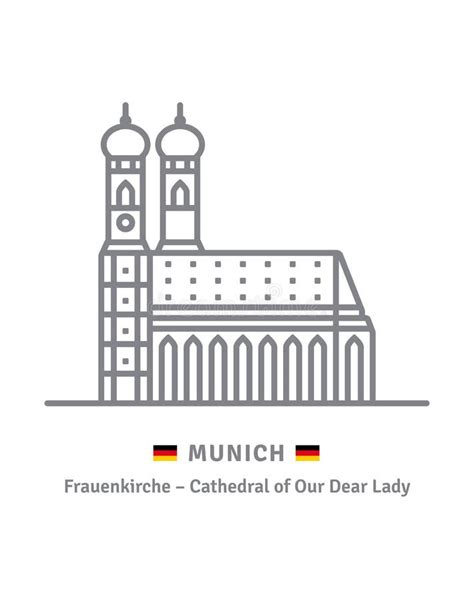 Munich Frauenkirche and German Flag Vector Icon Stock Vector - Illustration of germany, symbol ...