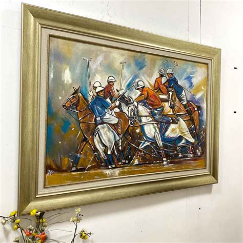 Polo Player and Horses Painting – Framer