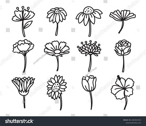 Flower Side View Hand Drawn Doodles Stock Vector (Royalty Free ...