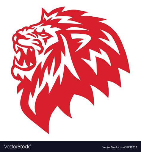 Red lion head angry roaring logo icon Royalty Free Vector