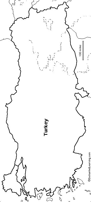 Outline Map Turkey - EnchantedLearning.com