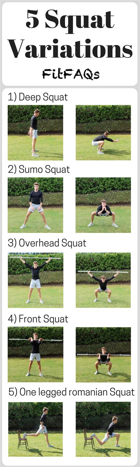 5 squat variations you can do to change up your workouts. Watch the video for technical feedback.