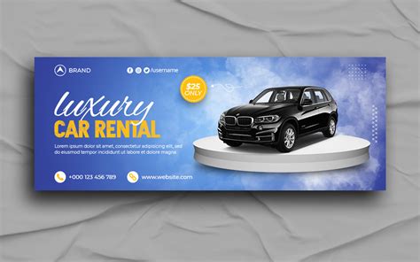 Rent A Car Facebook Cover or Web Banner design template