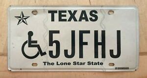 TEXAS DISABLED PERSON LICENSE PLATE " 5 JFHJ " TX WHEELCHAIR ...