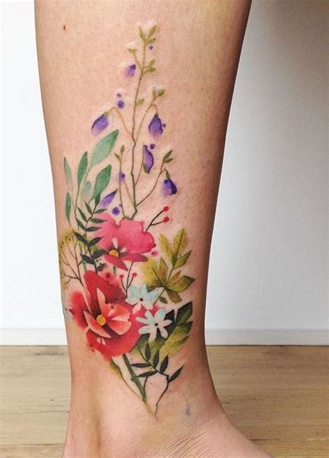 Watercolor tattoo - Aga Yadou watercolor flower tattoo... - TattooViral ...