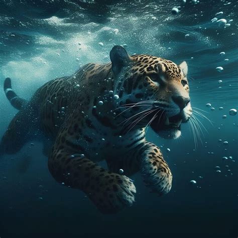 Jaguar swimming underwater 4 | Premium AI-generated image