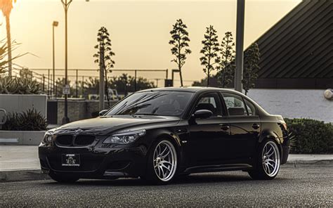 Download wallpapers BMW M5, E60, exterior, front view, black M5 E60, E60 tuning, black E60 ...