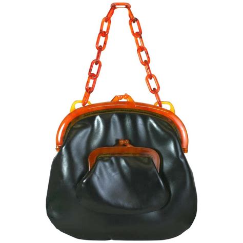 Koret Leather Handbag with Safety Pin Handle at 1stDibs