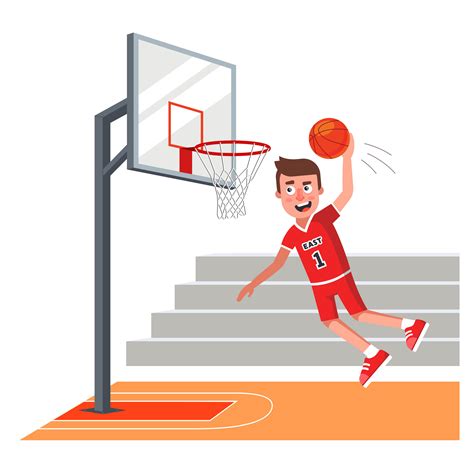 Basketball player in red uniform throwing ball in hoop 1430439 Vector ...