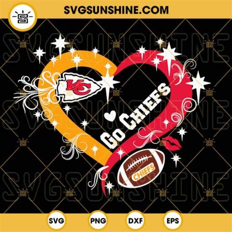 Go Chiefs SVG, Kansas City Chiefs Slogan SVG, Chiefs Football Heart SVG PNG DXF EPS Cut Files