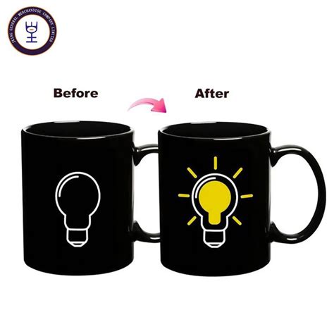 two black coffee mugs with one light bulb and the other has an idea on it