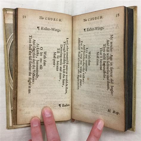 This pattern poem “Easter Wings” by George Herbert was printed in 1679 ...