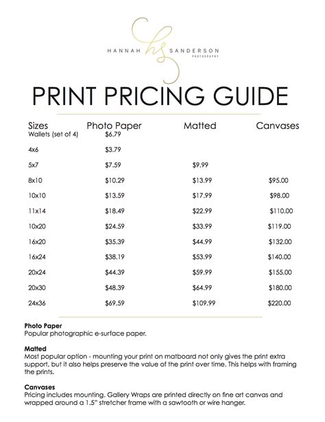 Print Pricing Guide :: Behance