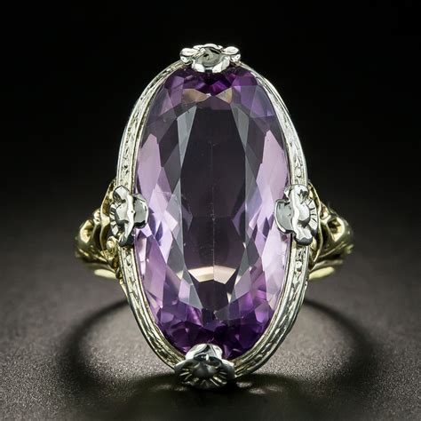 Art Deco Amethyst Dinner Ring - Antique & Vintage Gemstone Rings ...