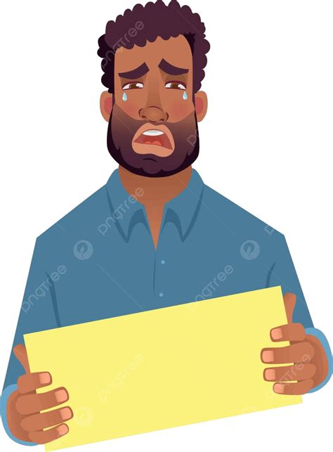 African Man Holding Blank Card Illustration Tears Teardrop Vector, Illustration, Tears, Teardrop ...