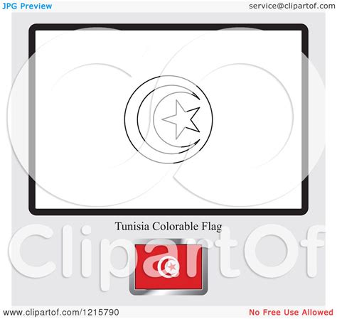 Clipart of a Coloring Page and Sample for a Tunisia Flag - Royalty Free ...