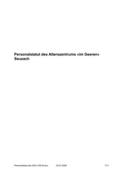 Personalstatut - Alterszentrum im Geeren