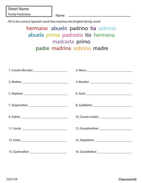 La Familia Worksheet In Spanish – Englishworksheet.my.id