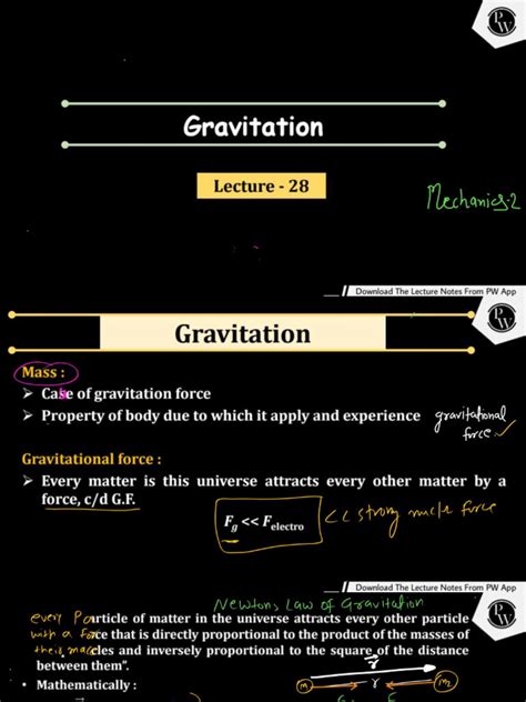 Gravitation Lec 01 Classnotes Manish Raj Sir Neet Crash Course Relaunch | PDF