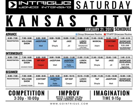 Kansas City Class Schedule - Intrigue Dance Intensive