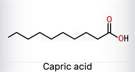 Capric Acid, Decanoic Acid or Decylic Acid Molecule. it is Saturated ...