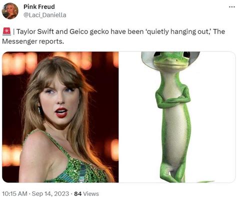 🚨 | Taylor Swift and Geico gecko have been ‘quietly hanging out,’ The ...