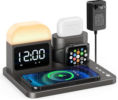 Amazon.com: Wireless Charging Station for Apple Devices: Wireless Charger with Alarm Clock ...