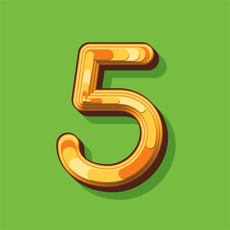 the number five is made up of orange and yellow plastic letters on a green background