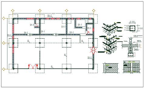 Floor column foundation plan layout detail view dwg file - Cadbull