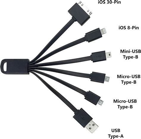 AntilaTech Universal 6-in-1 Multi-USB Charging Cable with 6 Connectors ...