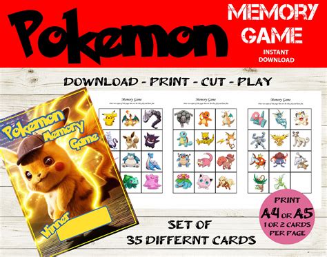 Pokemon Memory Game Pokemon Matching Pair Game Printable - Etsy