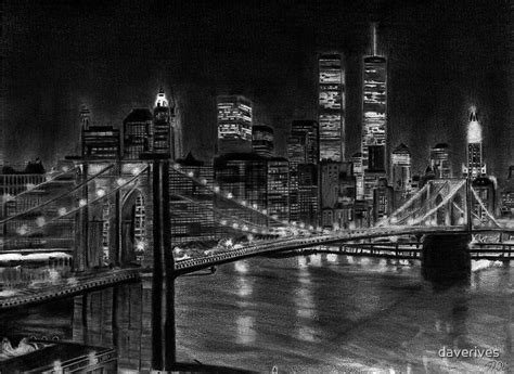"Brooklyn Bridge New York Pencil Drawing" by daverives | Redbubble
