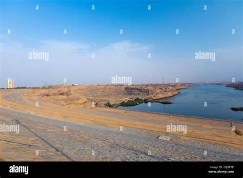 Egypt, Aswan. View from the top of the High Dam the Nile at Lake Nasser ...