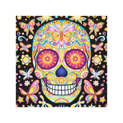 Sugar Skull Wall Art Gallery-Wrapped Canvas | Zazzle