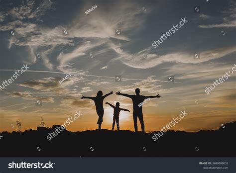 Happy Family Holding Hands Looking Sunset Stock Photo 2099580031 | Shutterstock