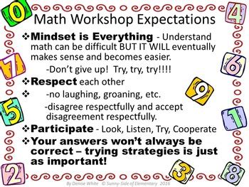 Math Workshop Expectations by Sunny-Side of Elementary | TpT