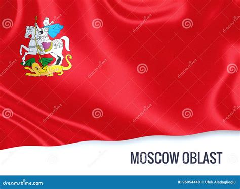 Russian State Moscow Oblast Flag Waving on an Isolated White Background ...