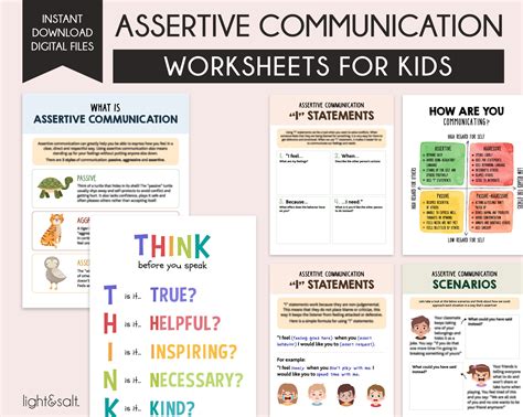 Assertive Communication Worksheets for Kids Communication - Etsy