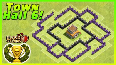 Clash of Clans - DEFENSE STRATEGY - Townhall Level 6 Trophy Base Layout ...