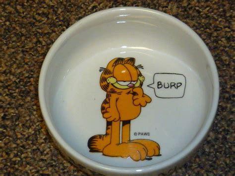 Garfield My Bowl Cat Food/Water Bowl Vintage Burp 4.5" DIA Ceramic Dish ...