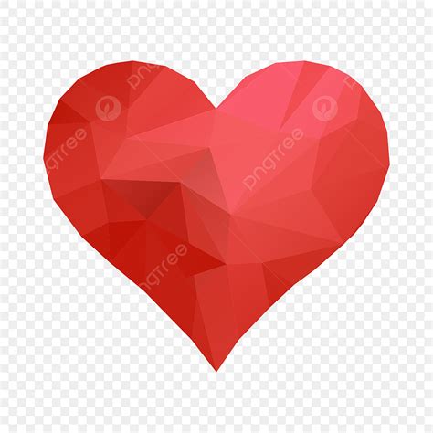 Red Valentine Heart Clipart Hd PNG, Classic Red Polygonal 3d Heart For ...