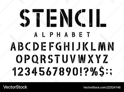 Military stencil font alphabet Royalty Free Vector Image