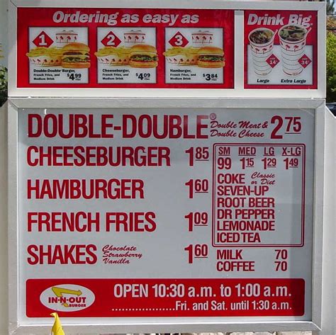 Printable In N Out Menu