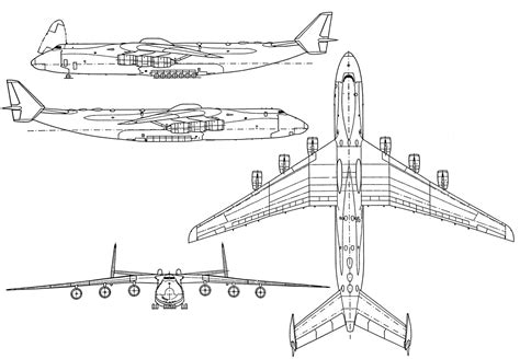 Antonov An-225 Mriya Blueprint - Download free blueprint for 3D modeling