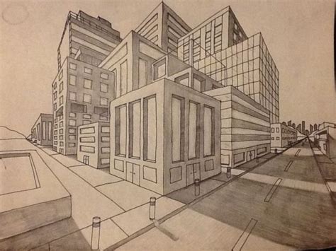 2-point perspective buildings by deann - Modern | 遠近法アート, 風景スケッチ, 建築スケッチ