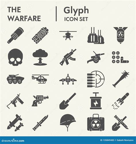 Warfare Glyph Icon Set, Army Symbols Collection, Vector Sketches, Logo ...