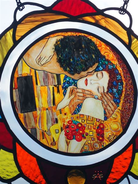 Gustav Klimt Kiss Stained Glass Window Panel. Original | Etsy