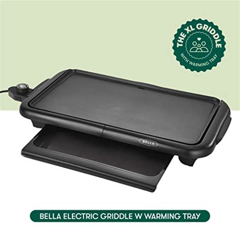 BELLA Electric Griddle w Warming Tray, Make 8 Pancakes or Eggs At Once, Fry Flip & Serve Warm ...