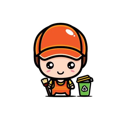 Premium Vector | Cute garbage man character illustration